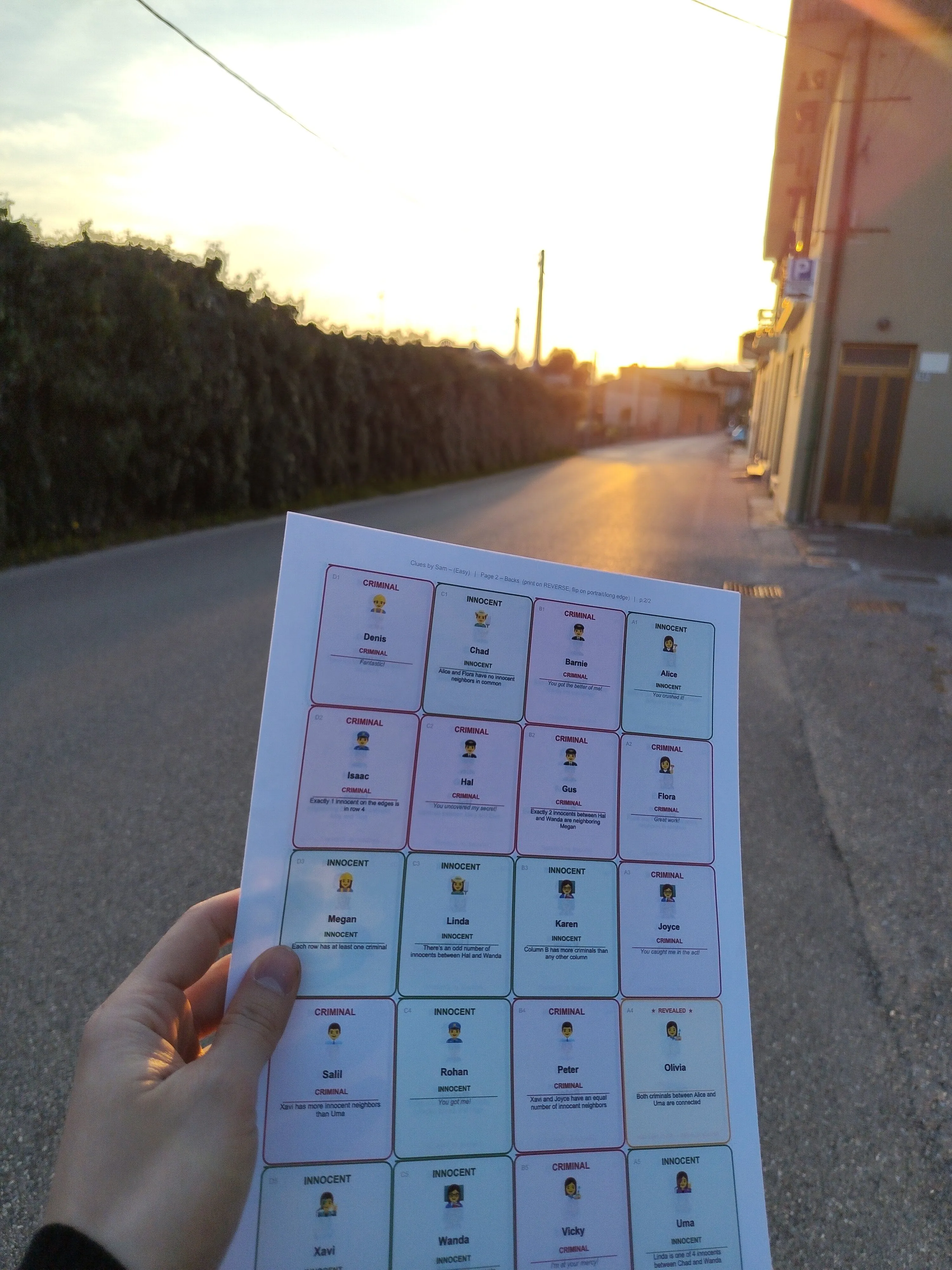 Printed cluesbysam